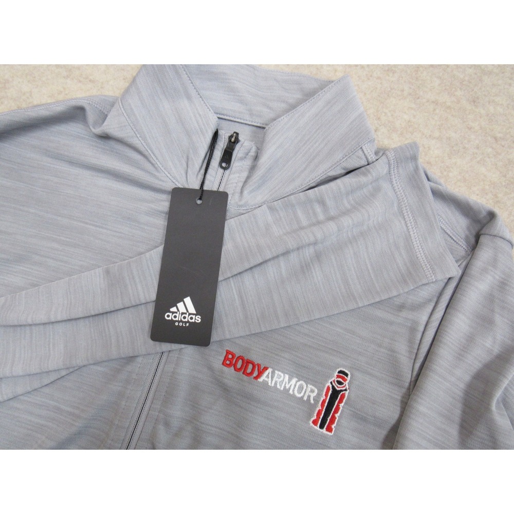 Adidas Golf Mens Gray BodyArmor Quarter Zip Pullover Space Dye Sweatshirt L NEW